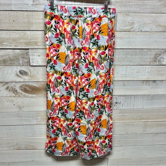 C&C‎ California Linen Pants Womens Med Floral Pull On Wide Leg Pockets - Picture 5 of 10